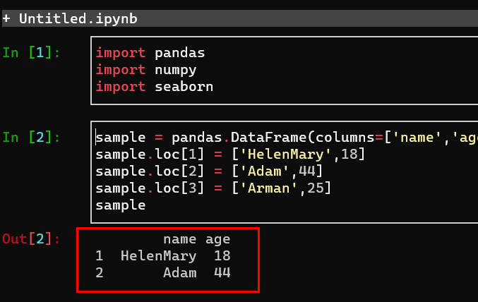 Testing Pandas Library on nbterm