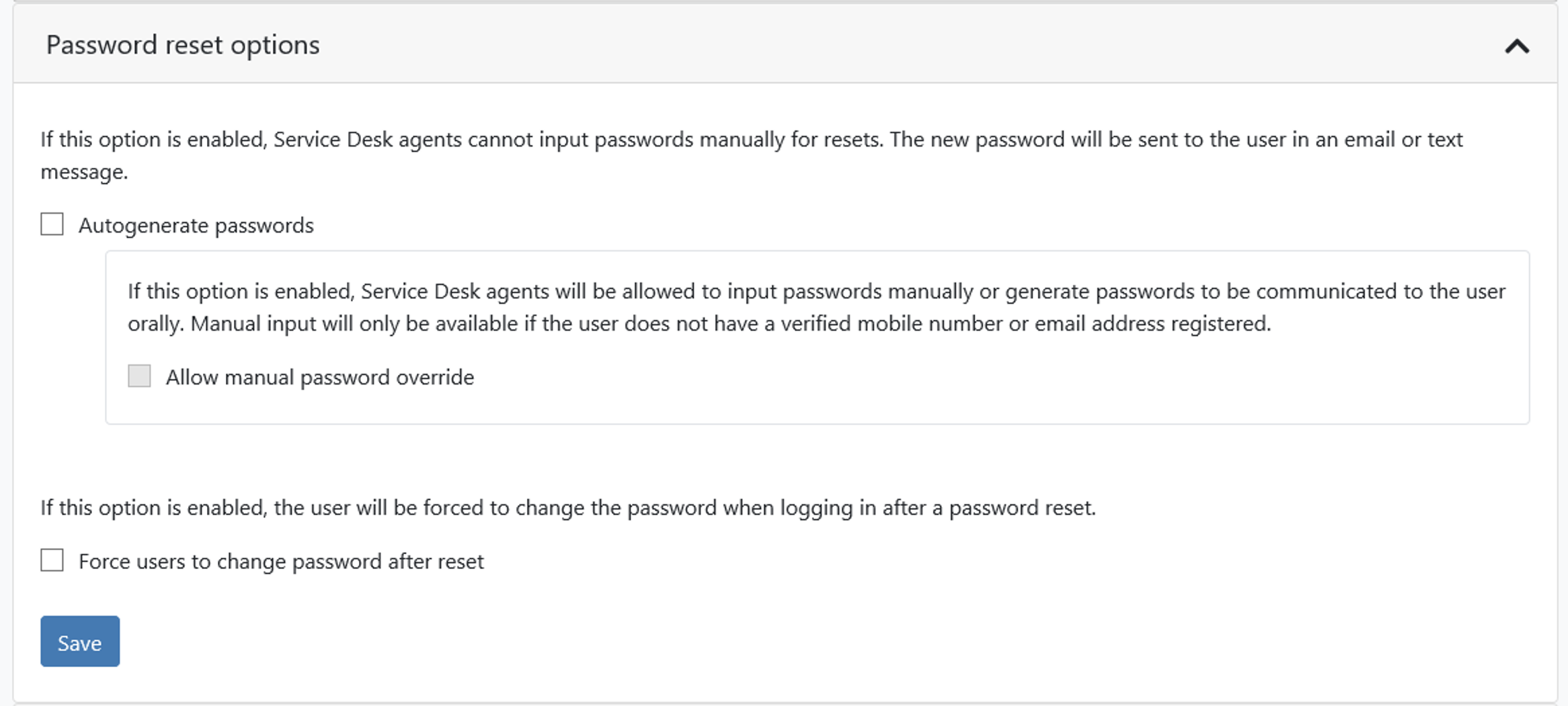 Forcing auto-generated passwords