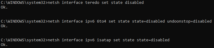 Disabling all IPv6 interfaces.
