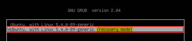 Selecting Ubuntu Recovery Mode