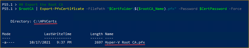 Exporting the Root Certificate