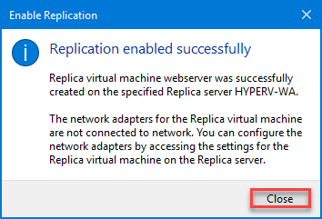 Confirming the replication is now enabled