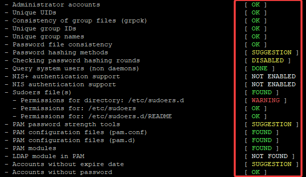 Reviewing Lynis Scan Audit Results