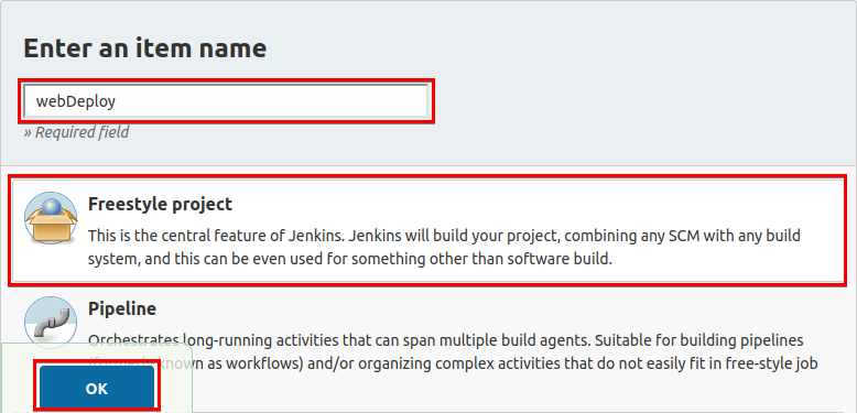 Creating a Jenkins project