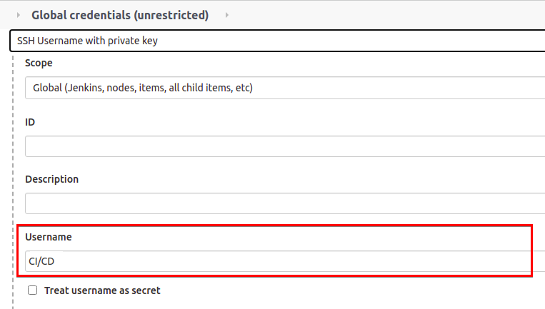 Setting a Username for Jenkins Global Credentials