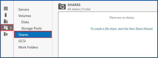Displaying Shares option in Server Manager