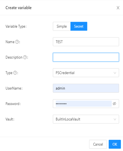 Creating a secret set of credentials