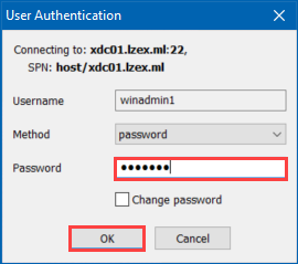 Entering the account password
