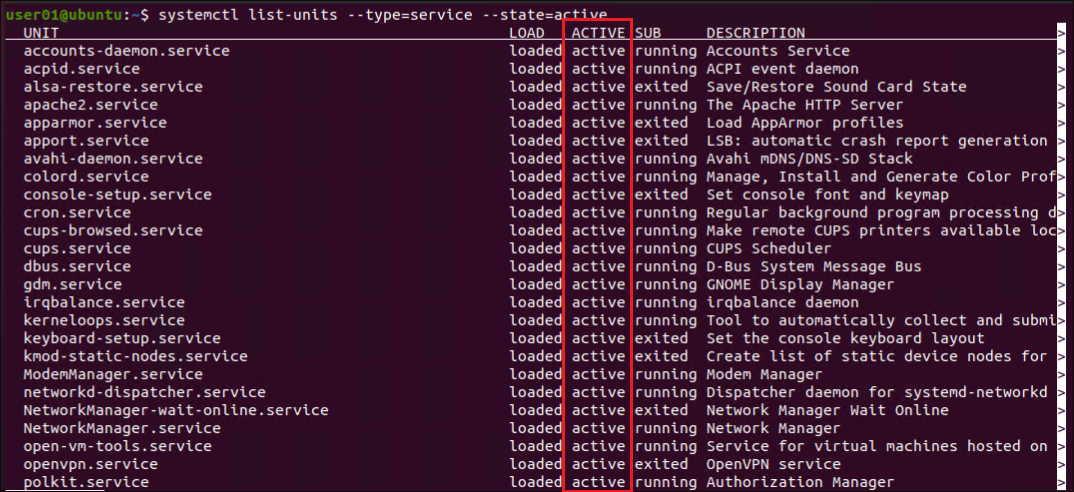 Listing Services on "active" State