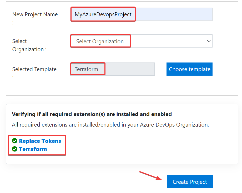 Creating the Azure DevOps sample project