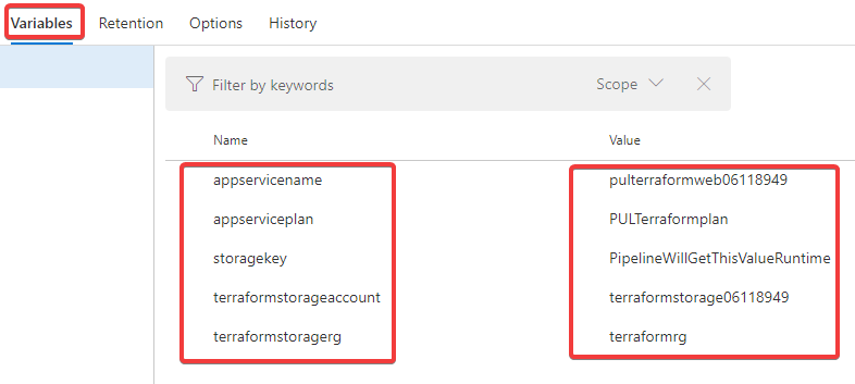 Viewing the variable values that will replace the values in the configuration file