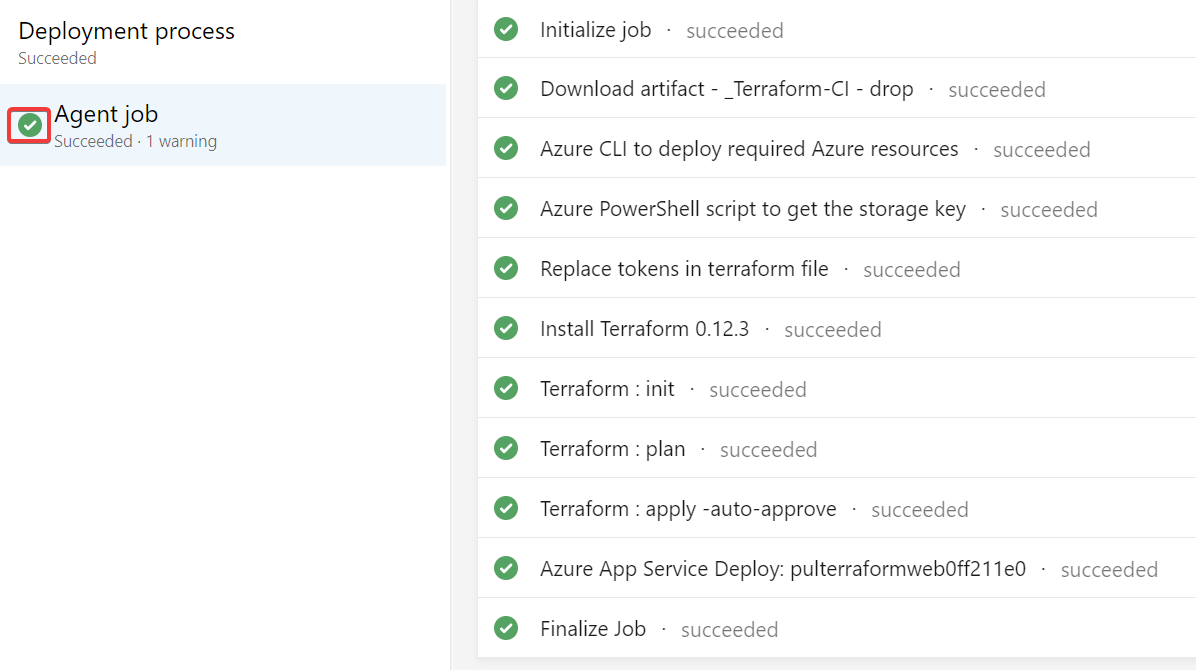 Viewing the progress of the continuous deployment pipeline