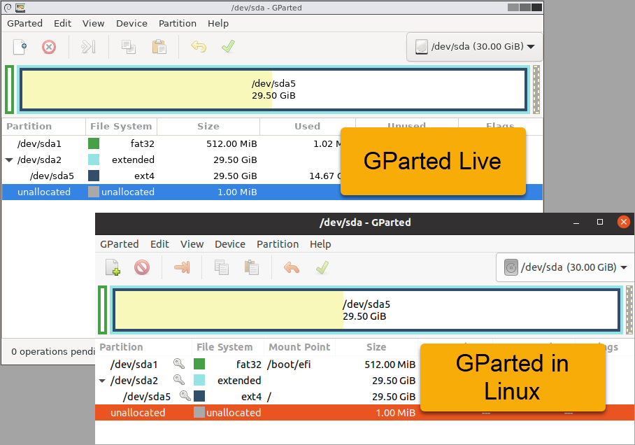 GParted Live vs. GParted Linux