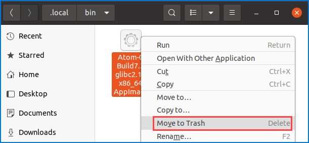 Deleting an AppImage package