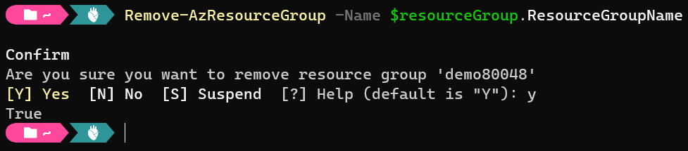 Delete resource group and contents