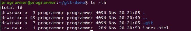 Verifying the existence of the GIT repository in the directory.