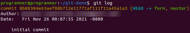 Listing the Git log.