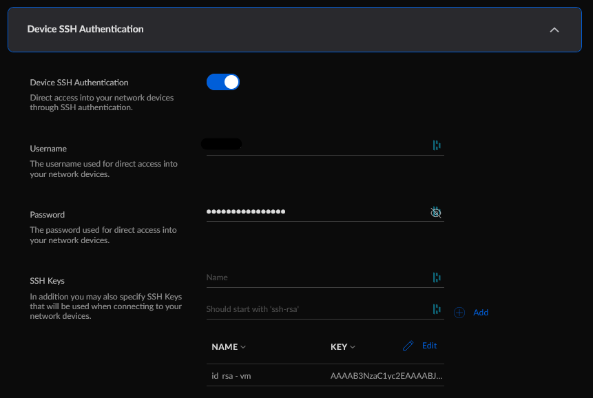 Configuring Device SSH Authentication Settings