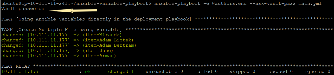 Invoking Encrypted Variables to the Playbook