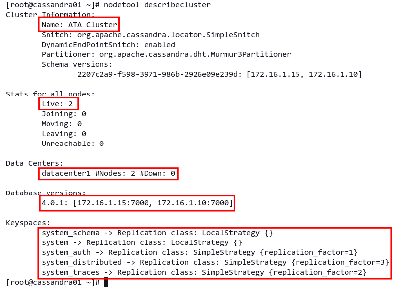 Checking details Apache Cassandra cluster with Nodetool