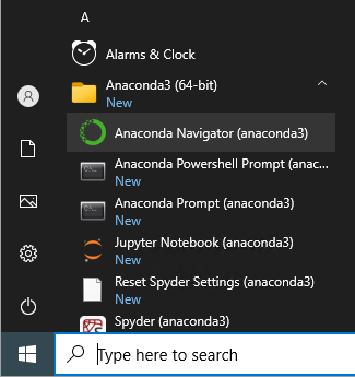 Launching the Anaconda Navigator on Windows