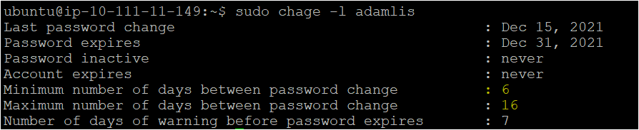 Checking a User’s Password Expiry Information