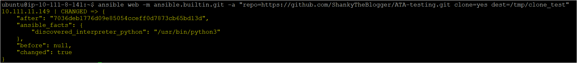 Cloning the Git repository on the remote host inside the tmp directory folder.