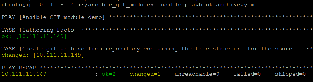 Git archive using ansible-playbook