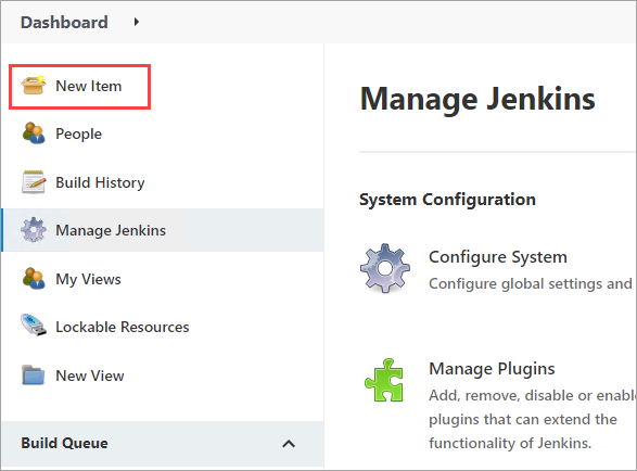 Creating a new item in Jenkins