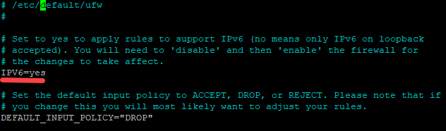 Enabling IPV6 in the UFW Configuration File