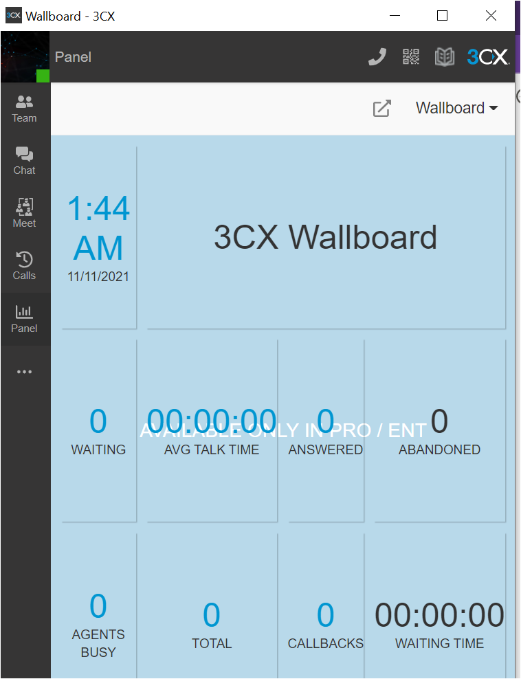 Navigating to wallboard of 3CX Windows Desktop.