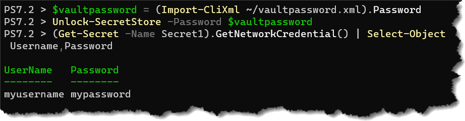Unlocking the secret store using an encrypted master password XML file