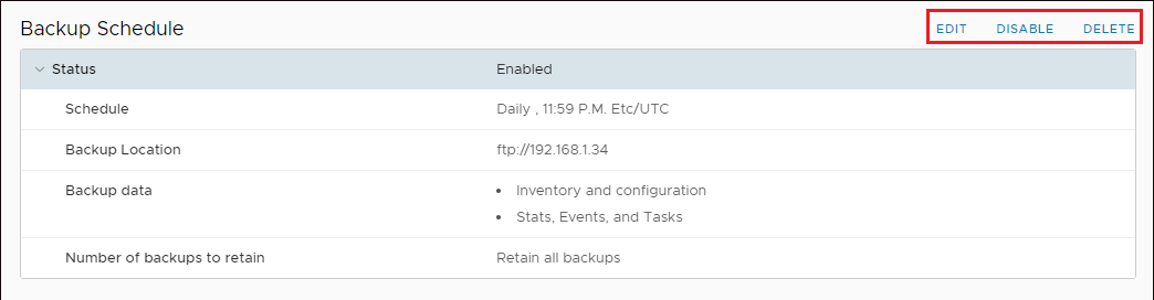 Viewing Backup Schedule Details