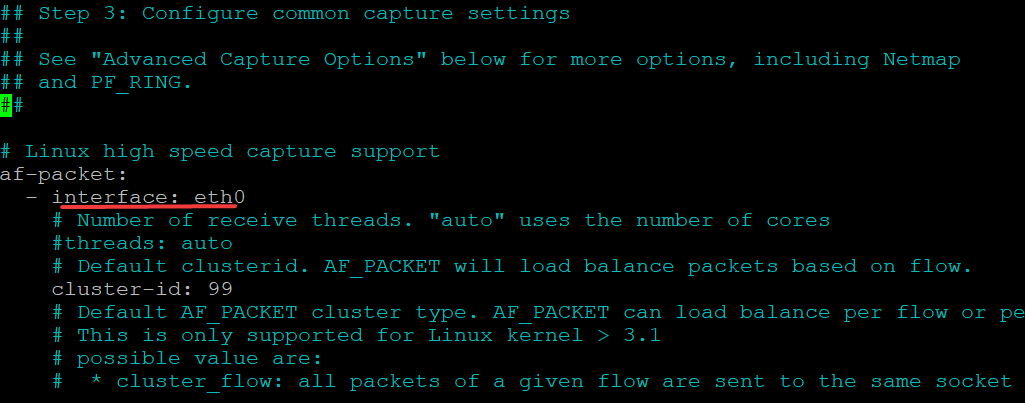 Editing the /etc/suricata/suricata.yaml configuration file