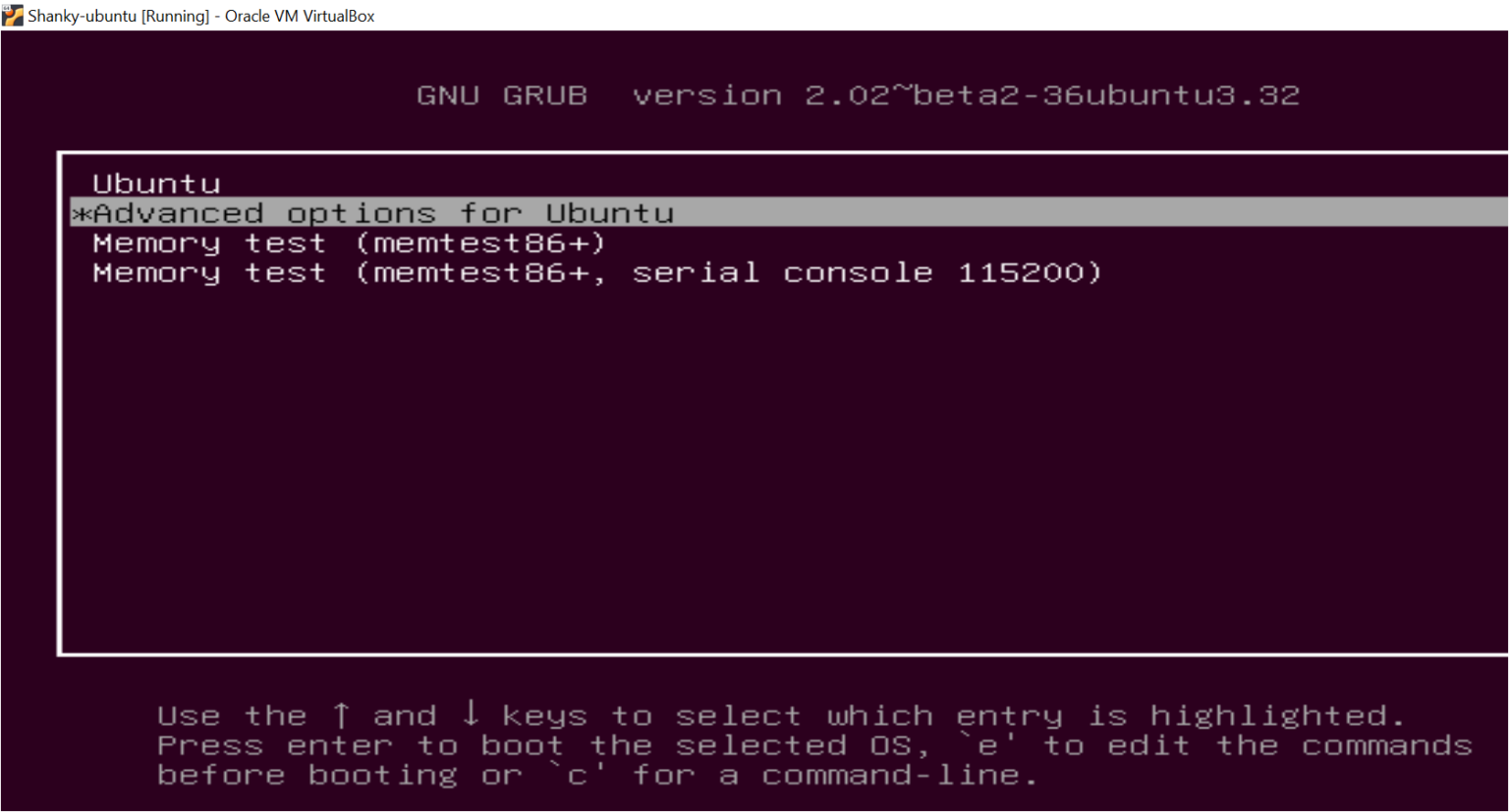 Opciones avanzadas de Ubuntu en GRUB