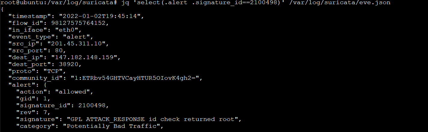 Examining the eve.log file