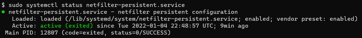 Confirming the Iptables persistent firewall service status