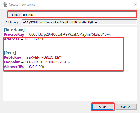 Editing the VPN network configuration