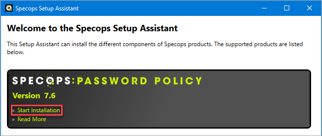 The Specops Setup Assistant