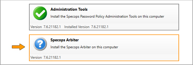 Clicking the Specops Arbiter installer