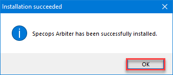  The Specops Arbiter installation succeeded
