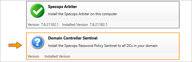 Clicking the Specops Password Policy Sentinel installer