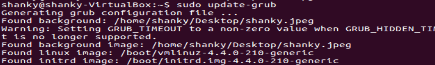 Updating the grub configuration file