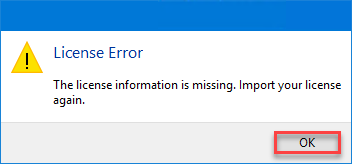 License error message