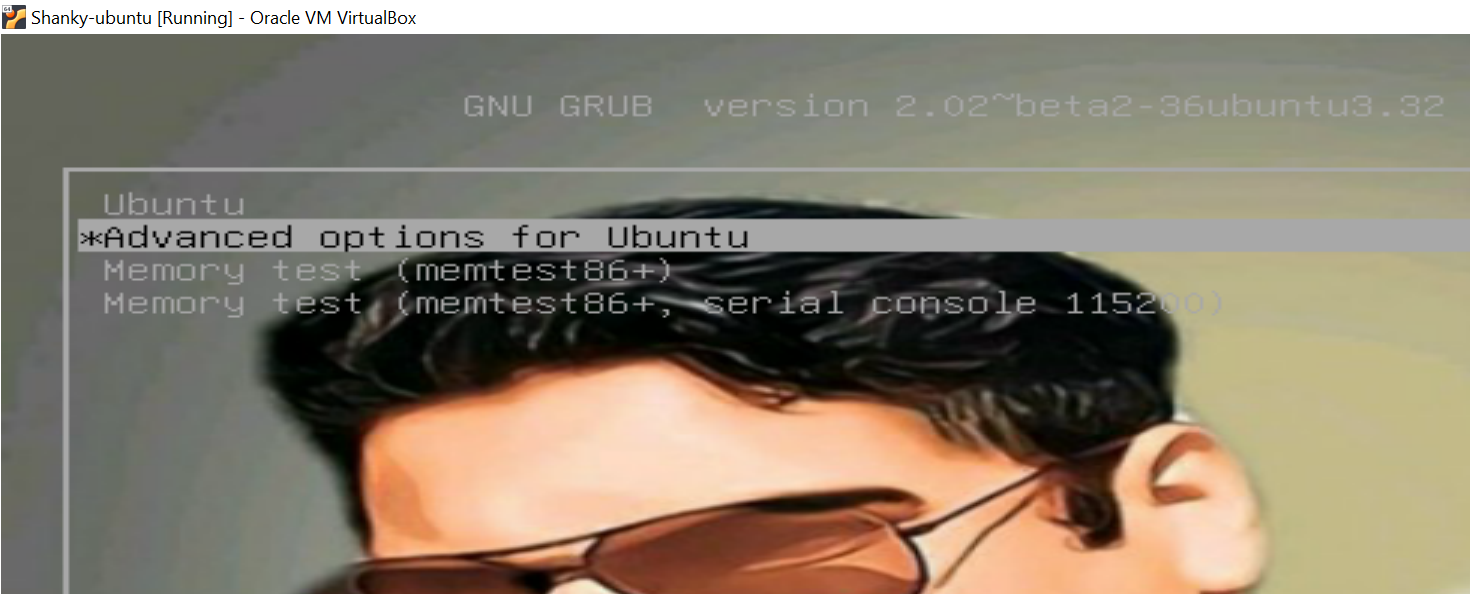 GRUB menu displaying the background image as specified in the grub configuration file.