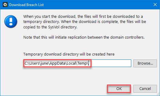 Specify the temporary download location