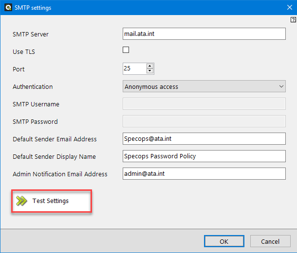 SMTP Settings