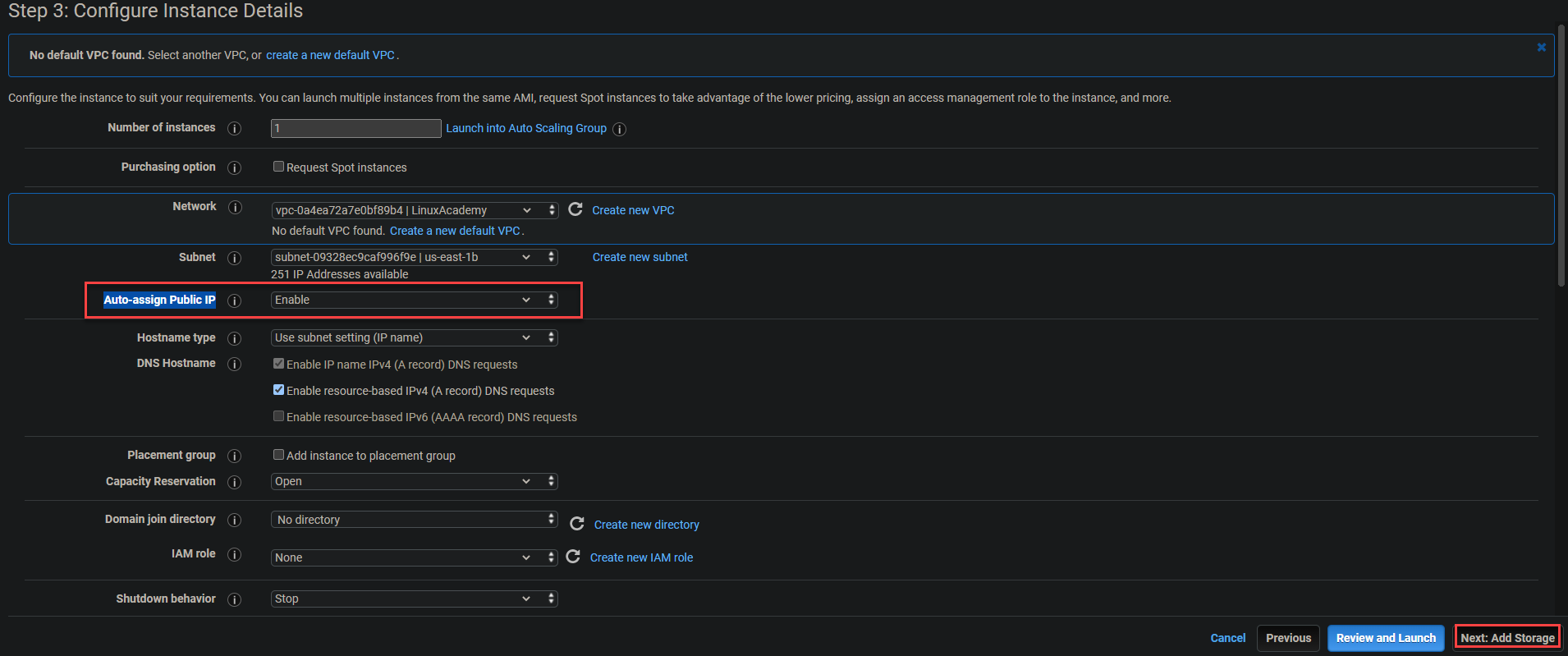 Configuring instance details