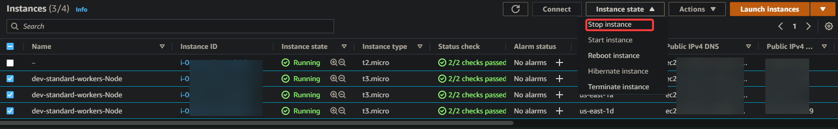 Stopping all of your EKS worker node instances