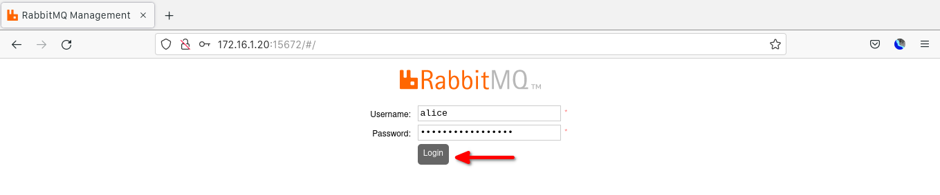Logging in to the RabbitMQ Management UI Dashboard